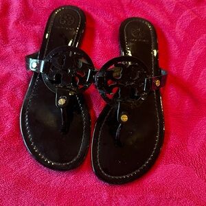 Tory Burch Patent Leather Black Sandals
